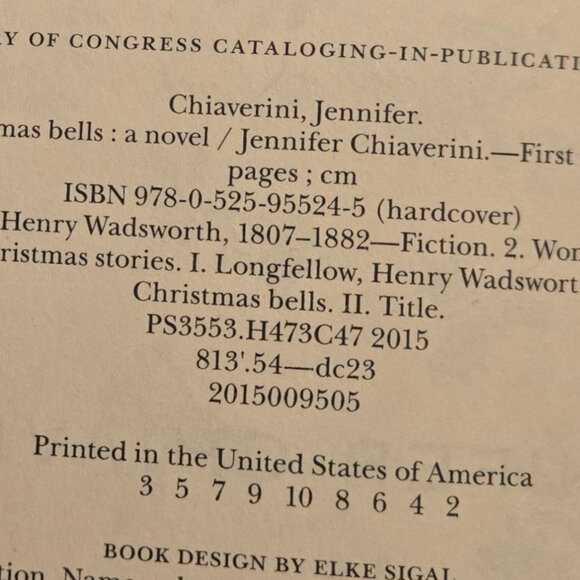 Christmas Bells By Jennifer Chiaverini Hardcover Novel inspired By Longfellow Po - Picture 10 of 11